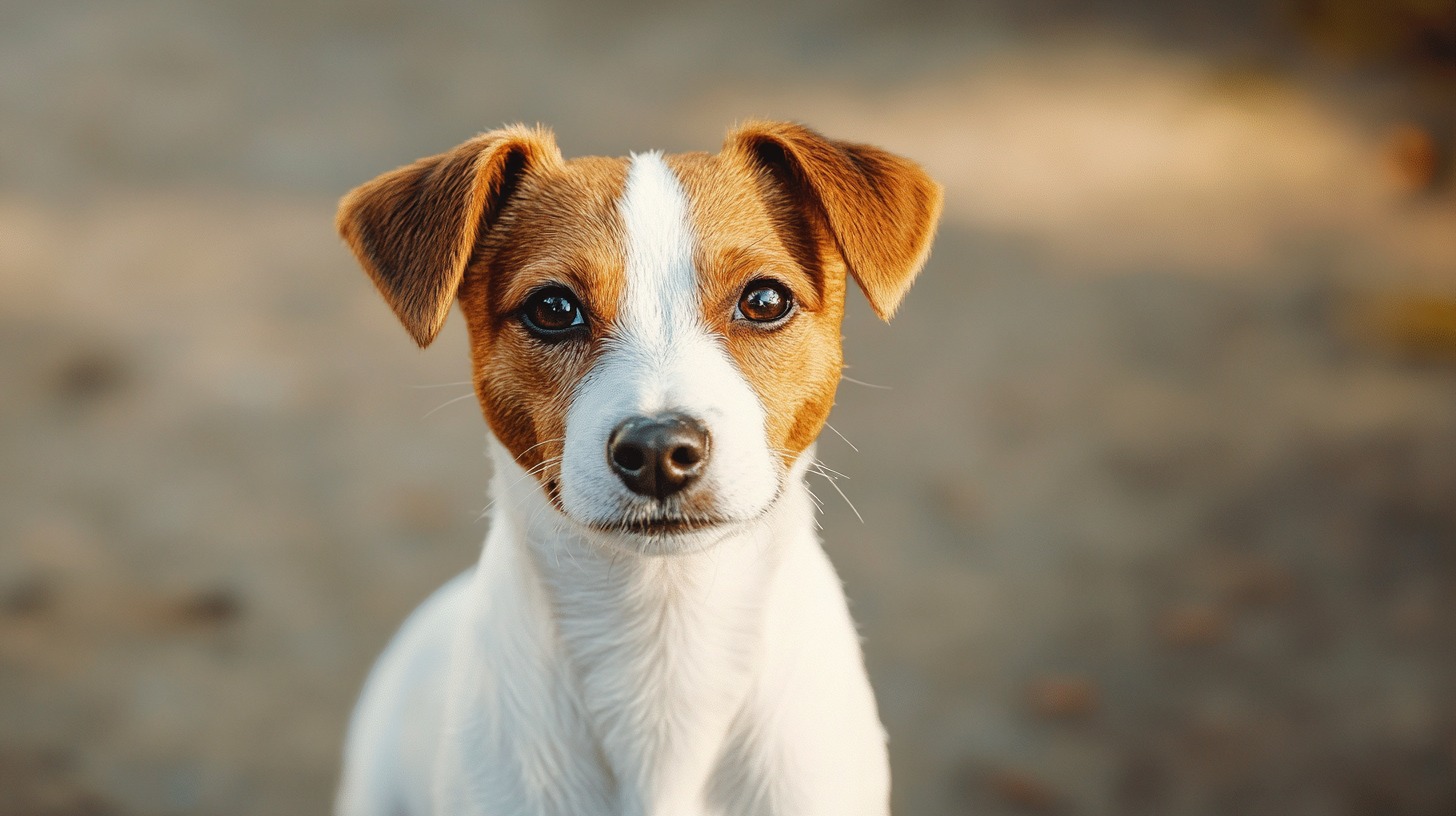 Close-up of a Jack Russell Terrier with bright eyes and a curious expression, looking straight ahead